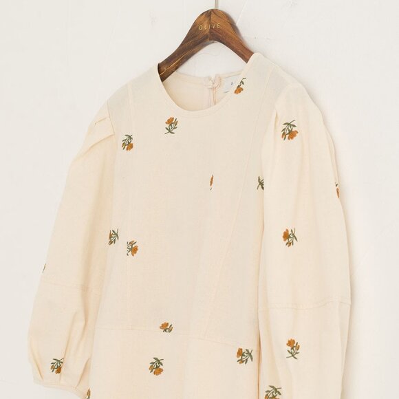 Embroidered Floral Dress, Ivory - Picture 5 of 10